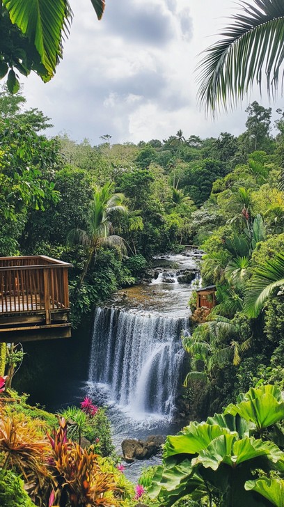 Tropical Waterfall Pattern Free Tropical Waterfall View Image - Tropical, Waterfall, Greenery ...