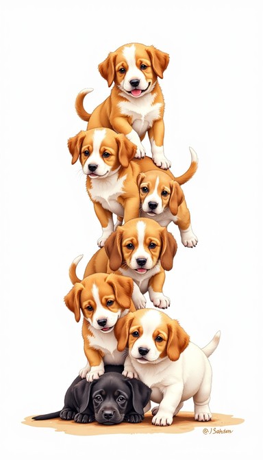 Free Playful Puppy Tower Image - Puppies, Beagles, Stack | Download at ...