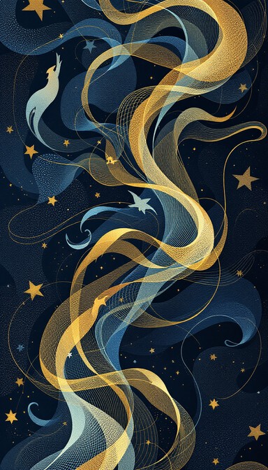 Celestial Ribbon Free Celestial Gold Ribbons Image - Ribbons, Gold, Navy | Download at ...