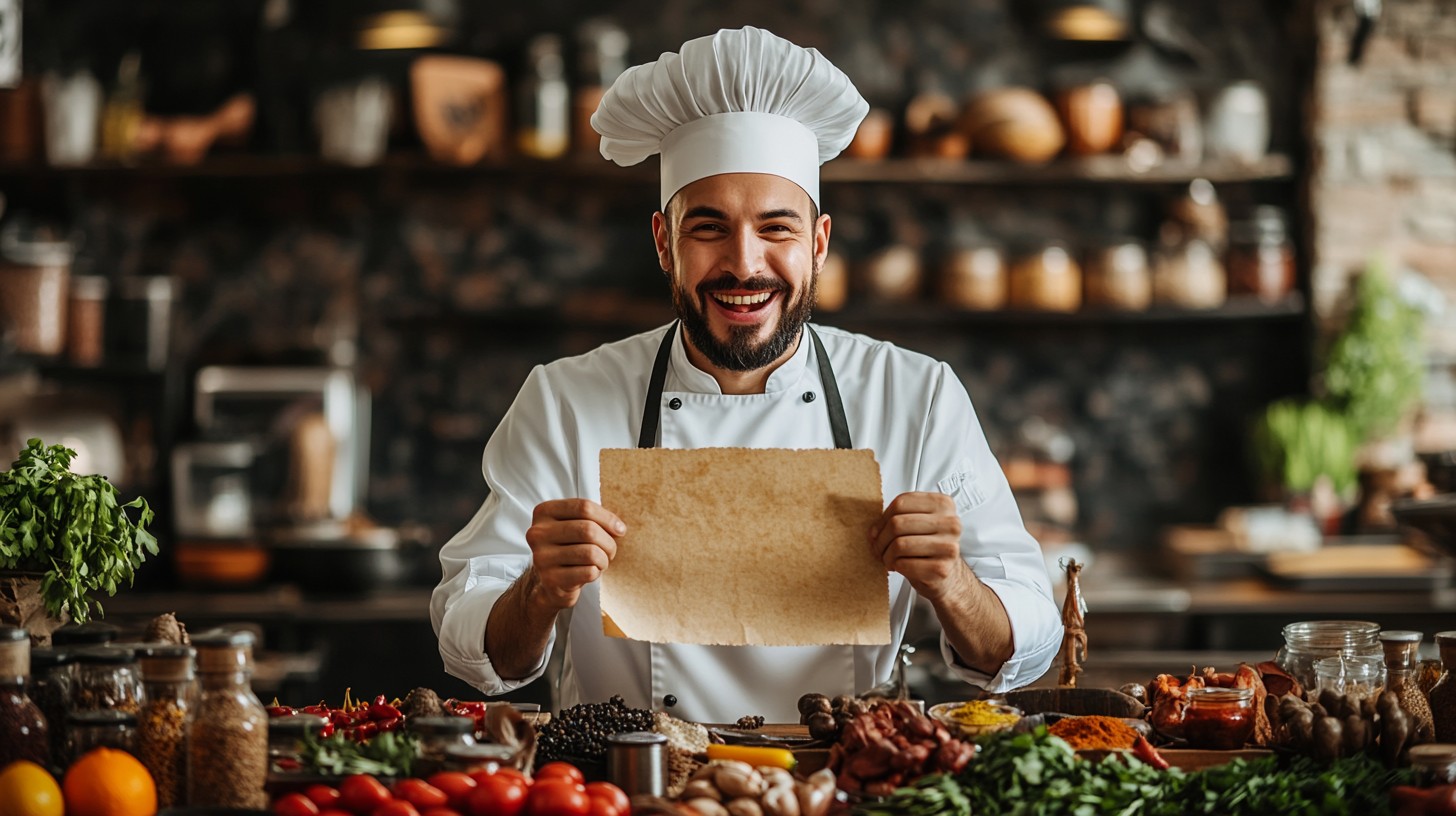Free Chef presenting menu Image - Chef, Smiling, Menu | Download at ...