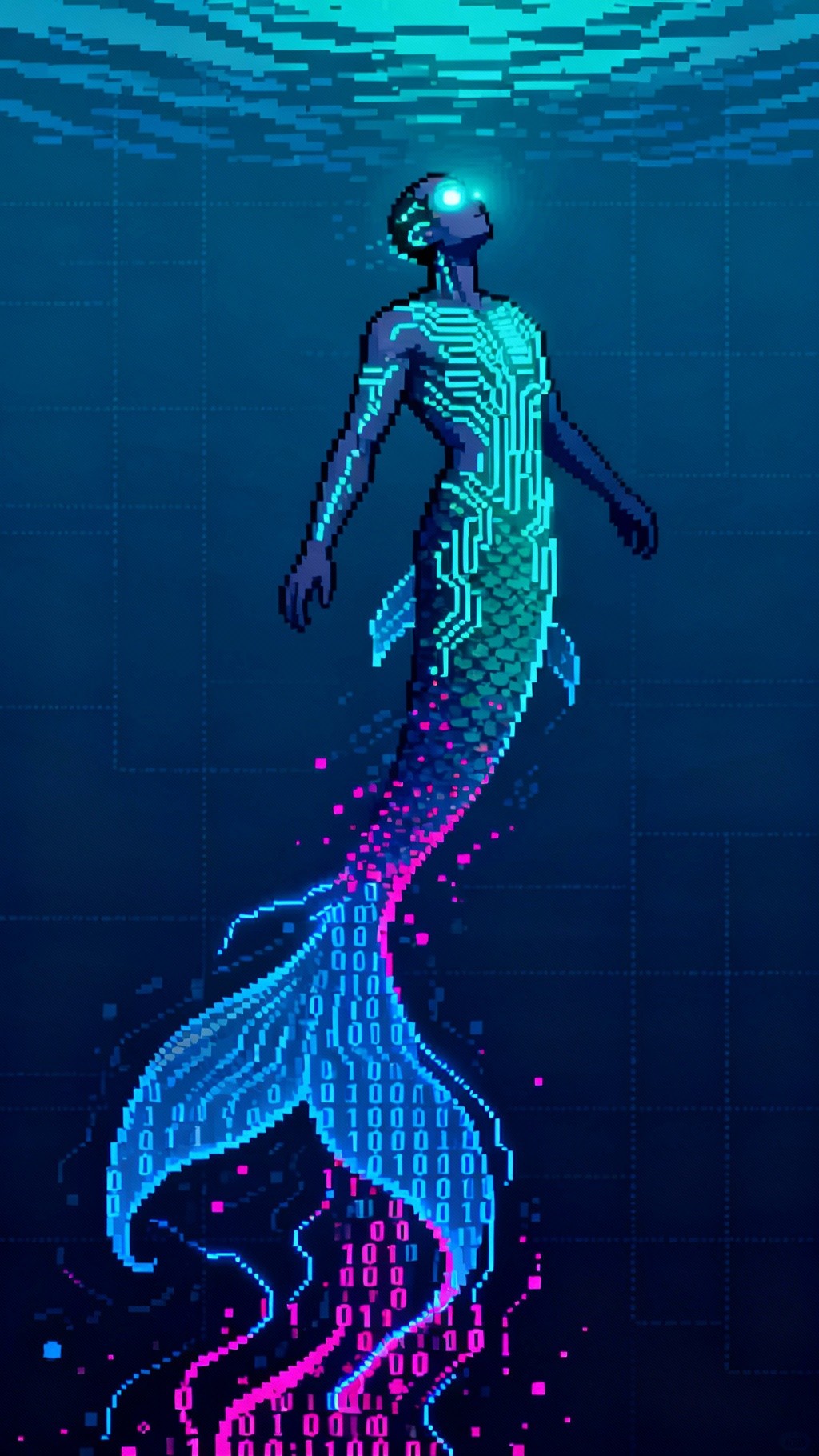 Free Ascending Pixel Merman Image - Merman, Cybernetic, Pixel ...