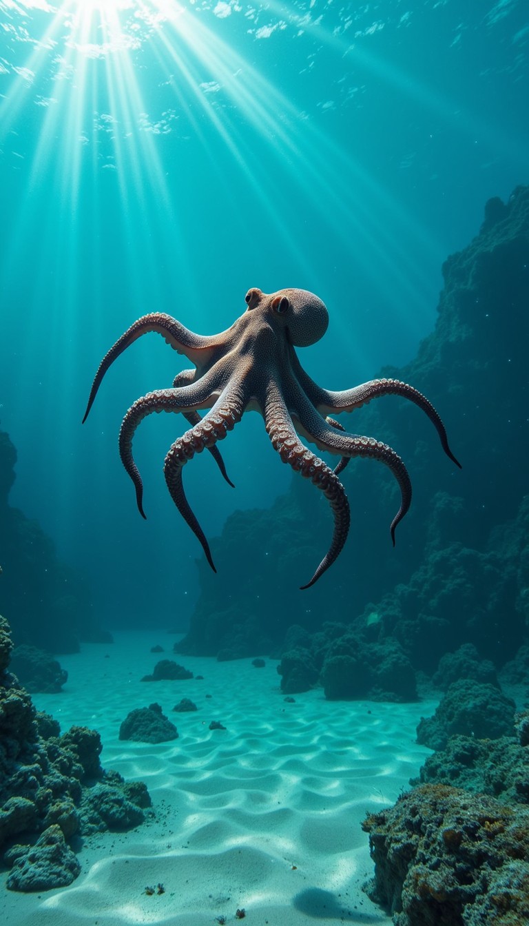 Octopus Rise Free Graceful Octopus Ascending Image - Octopus, Underwater, Marine ...