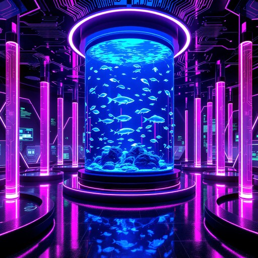 Free Neon Aquatic Dreamscape Image - Cyberpunk, Aquarium, Futuristic ...