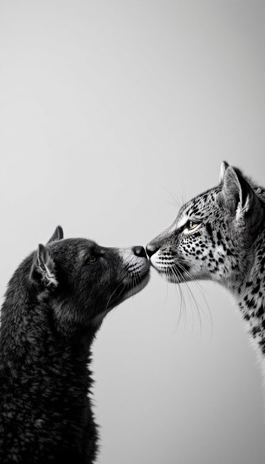 Free Felines Share Moment Image - Wildlife, Feline, Monochrome ...