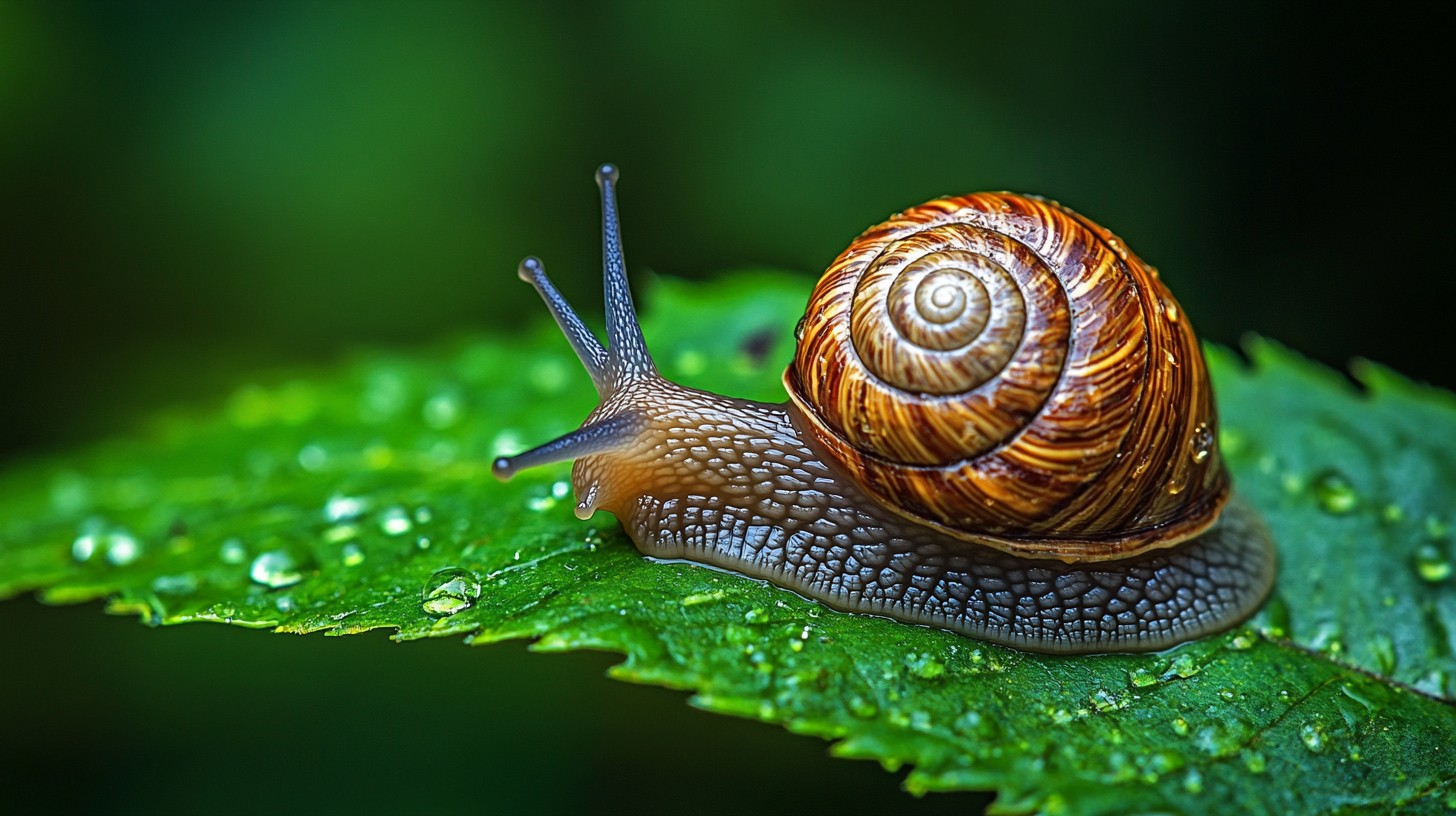Free Snail on Leaf Image - Snail, Leaf, Nature | Download at StockCake