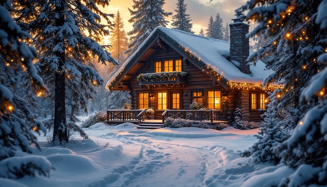 Free Winter Cabin Scene Image - Winter, Cabin, Snow | Download at StockCake