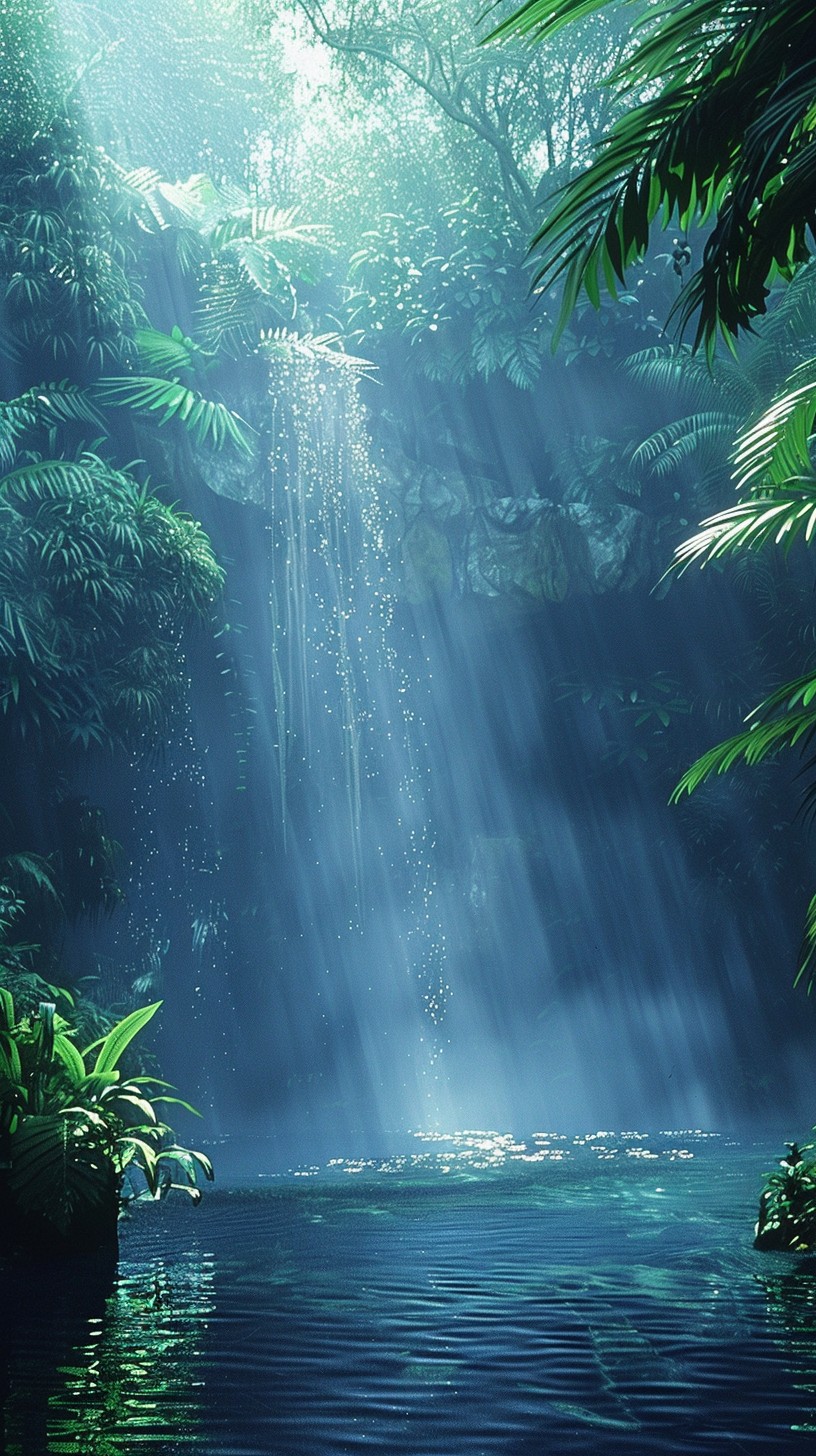 Free Enchanted Forest Waterfall Image - Waterfall, Forest, Sunlight ...