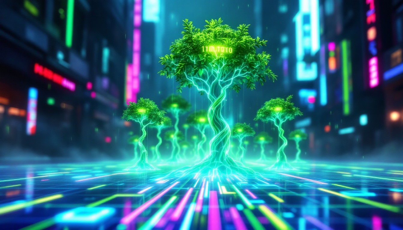 Free Neon Forest Rising Image - Cyberpunk, Neon, Holographic | Download ...