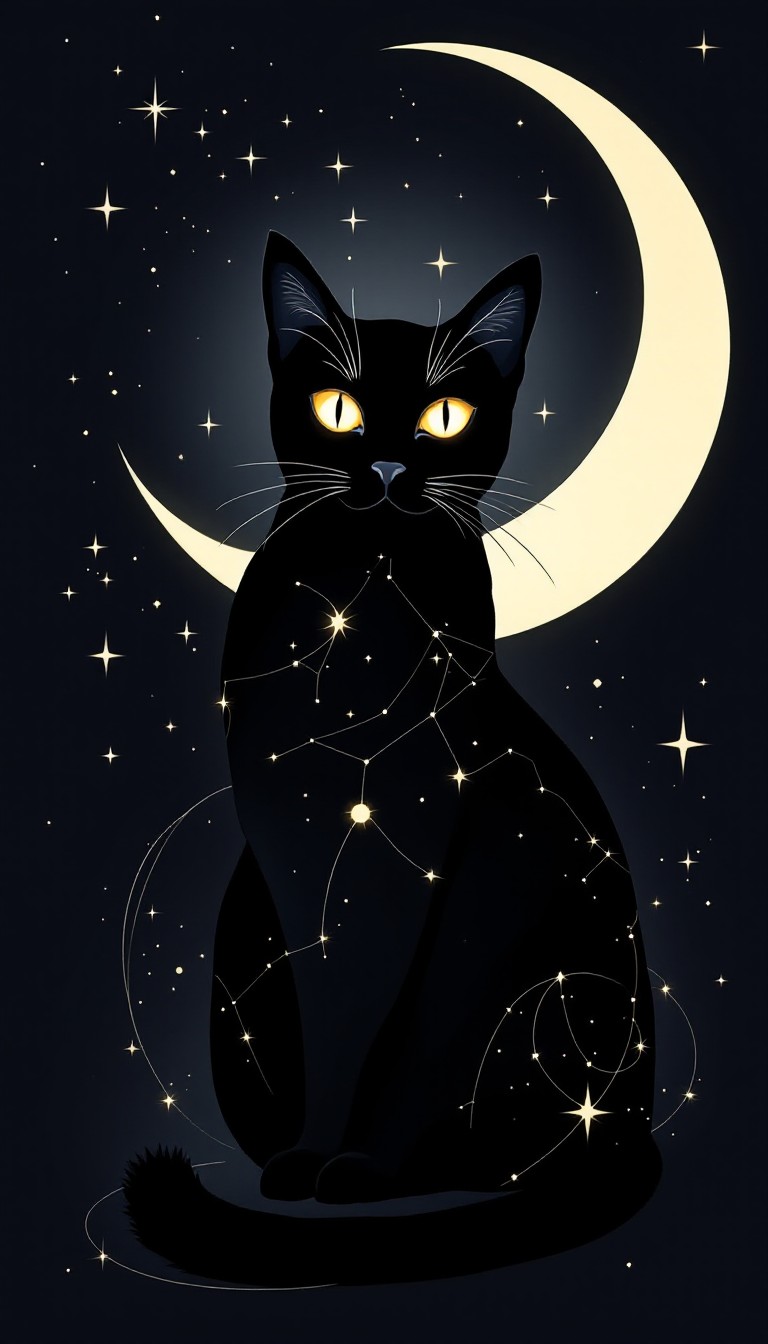 Free Celestial Cat Art Image - Cat, Feline, Black | Download at StockCake