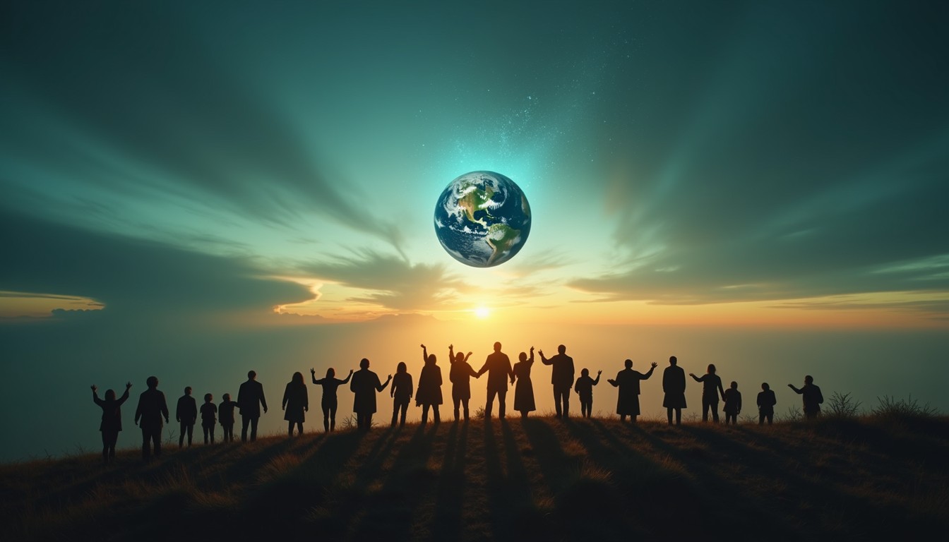 Free Global Human Connection Image - Silhouettes, Earth, Unity ...