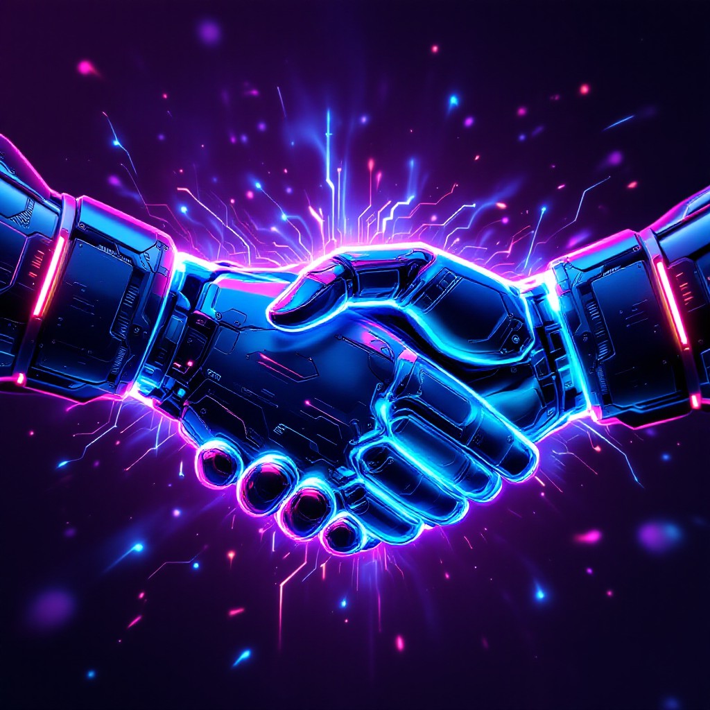Free Digital Hands Unite Image - Cyberpunk, Handshake, Mechanical ...