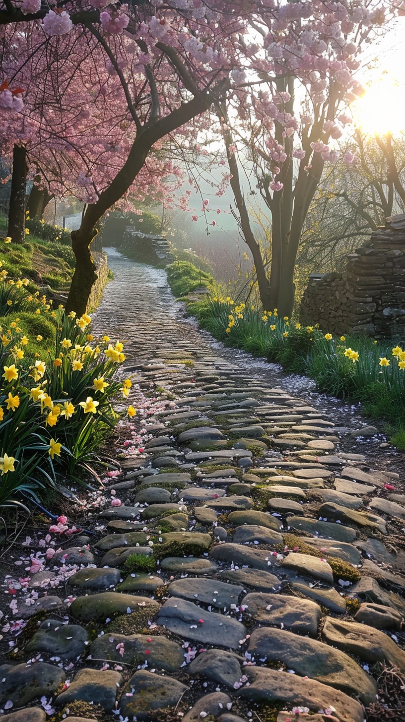 Sunlit Path In Springtime Free Sunlit Blossom Path Image - Spring, Sunlight, Path | Download at ...