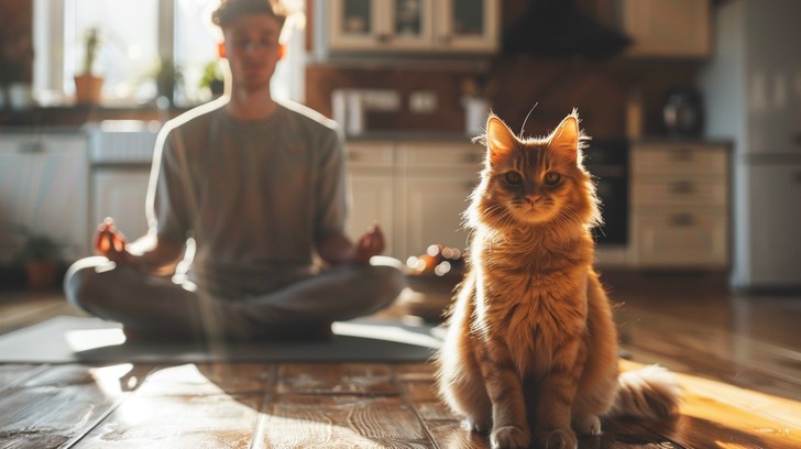 Free Cat Joins Meditation Image | Download at StockCake