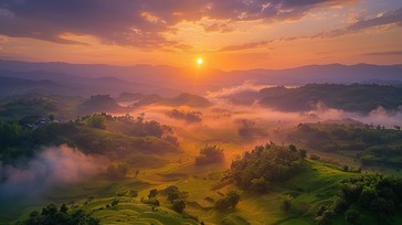 Free Misty Sunrise Valley Image - Sunrise, Valley, Mist | Download at ...