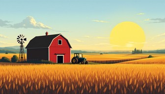 Free Pixel Farm Sunset Image - Farm, Barn, Windmill | Download at StockCake