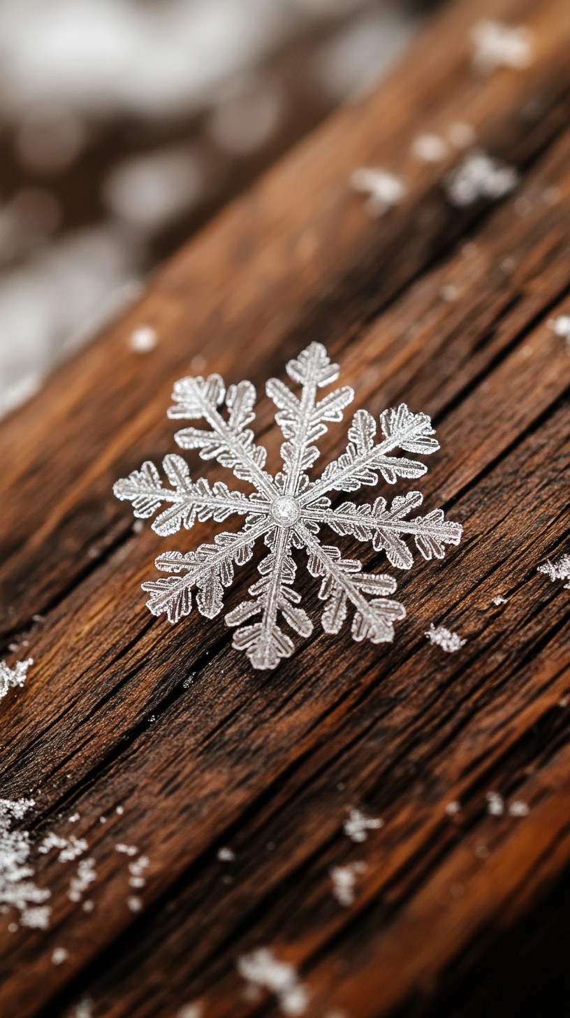 Free Frosty snowflake close-up Image - Snowflake, Frost, Wood ...