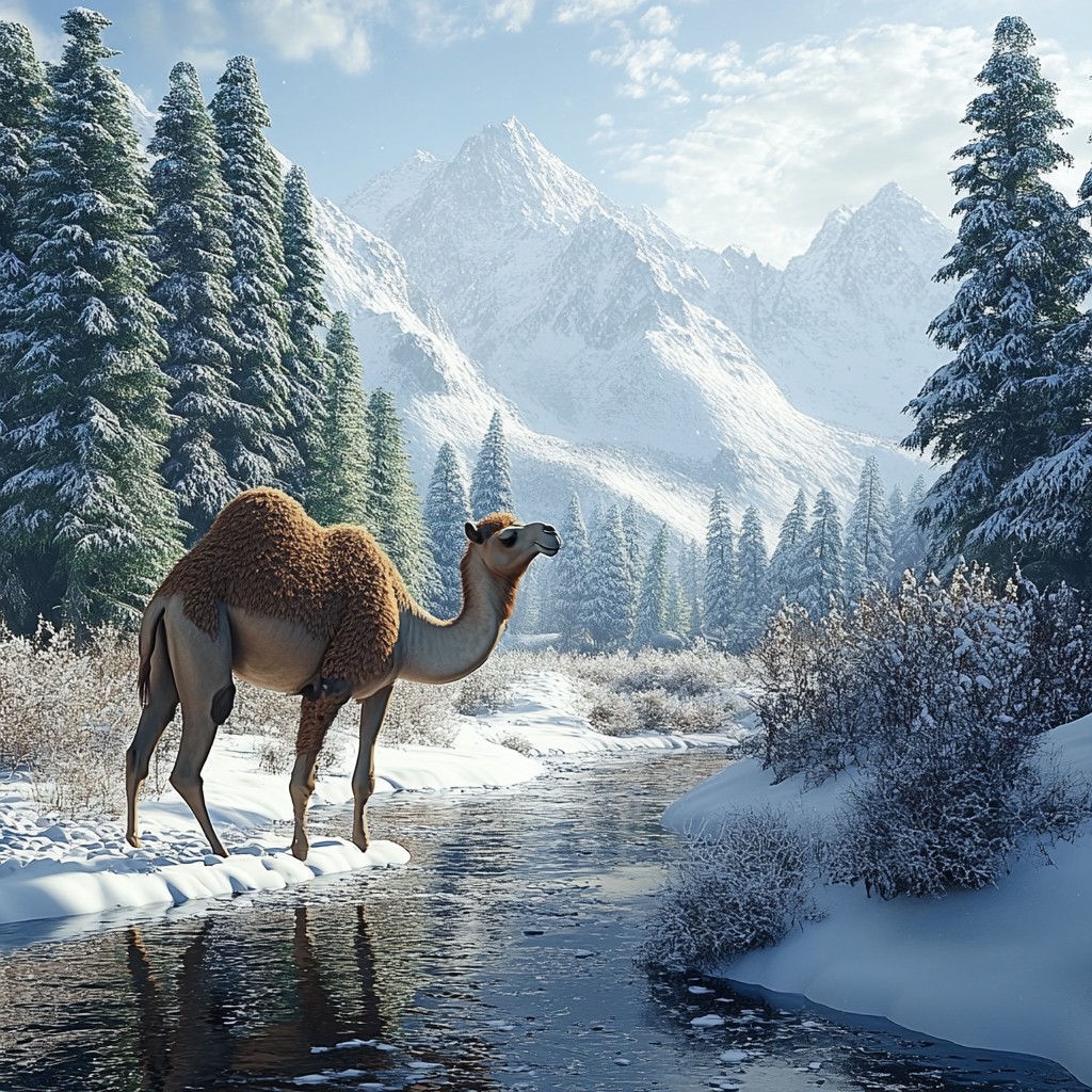 Free Camel in snow Image - Camel, Snow, Mountains | Download at StockCake