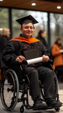 Free Graduate Holding Diploma Image - Graduate, Diploma, Wheelchair ...