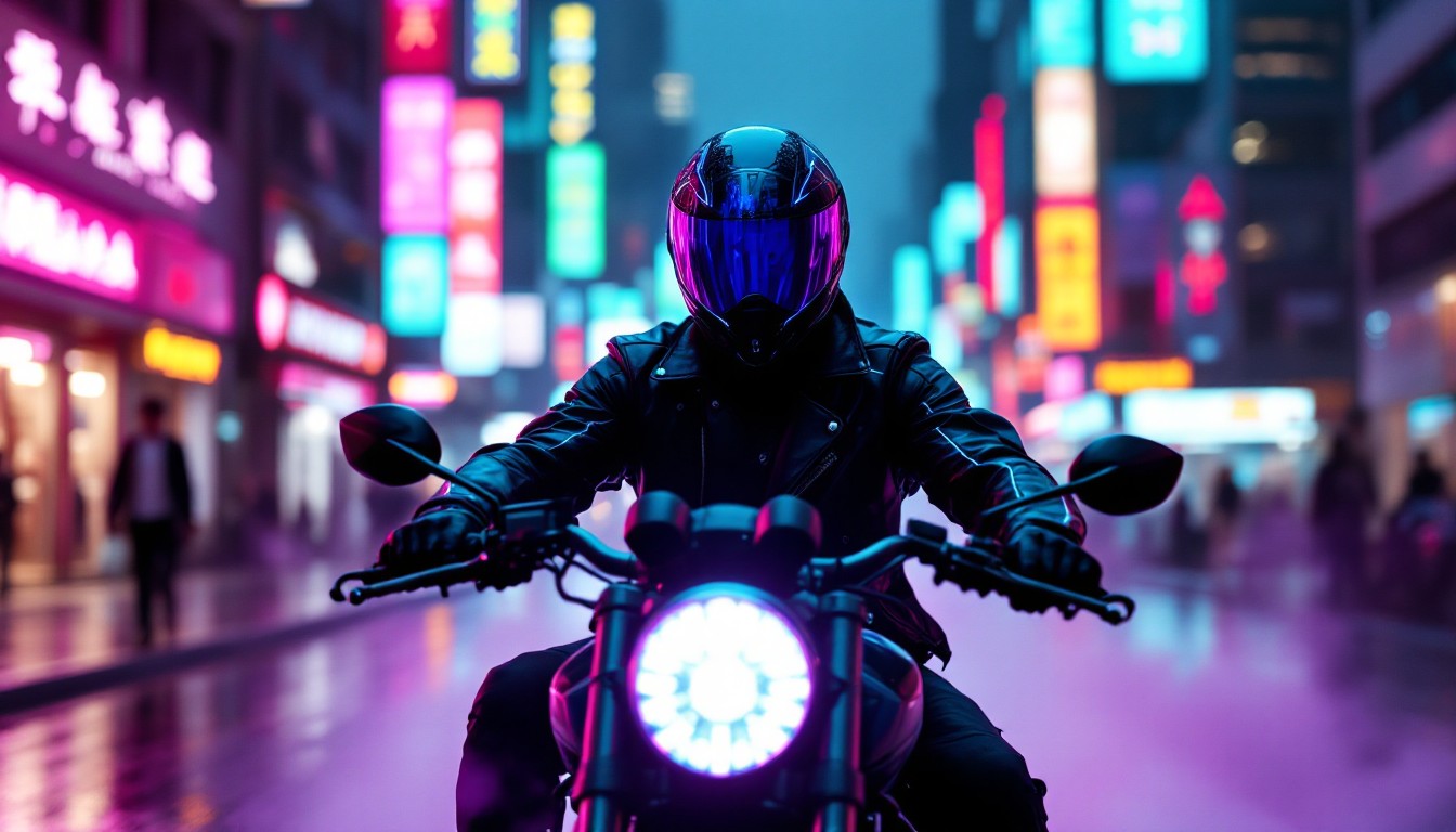 Neon Rider Glock Free Neon Rider Glows Image - Cyberpunk, Neon, Motorcycle | Download at ...
