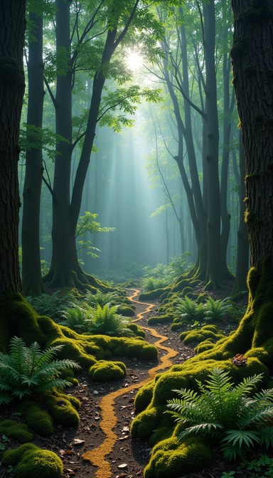 Free Enchanted Forest Path Image - Forest, Path, Sunbeams | Download at ...