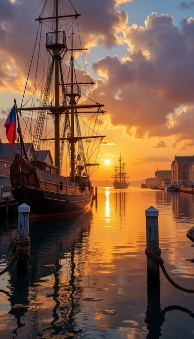 Free Sunset Harbor Scene Image - Sunset, Harbor, Ships | Download at ...