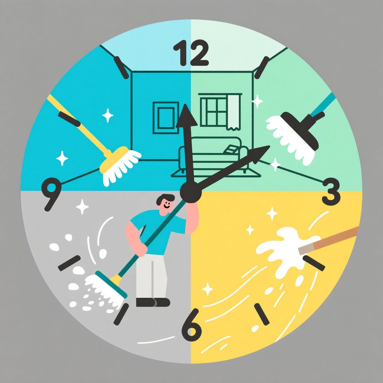 Free Cleaning Time Clock Image - Cleaning, Clock, Housekeeping ...