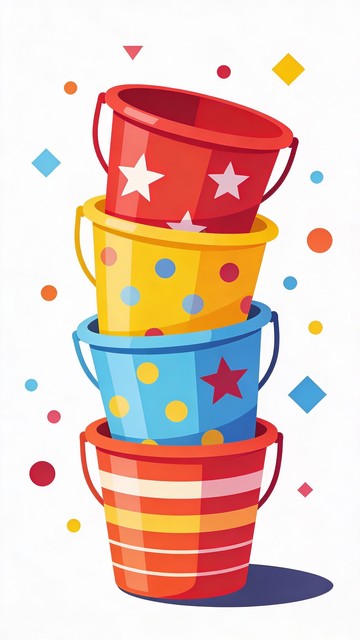 Free Colorful Stacked Buckets Image - Buckets, Illustration, Cartoon ...