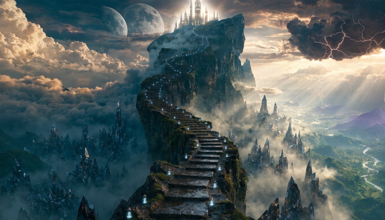 Celestial Ridge Free Celestial Stairway Ascends Image - Fantasy, Mountain, Stairs ...