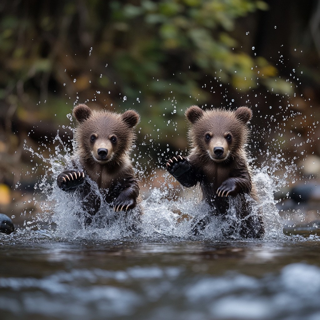 Free Bear Cubs Playing Image - Bears, Cubs, Water | Download at StockCake