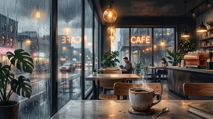 Free Rainy Cafe Comfort Image - Cafe, Rain, Cozy | Download at StockCake