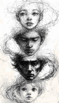 Download Four Faces Unified Image - Pencil, Sketch, Portrait | StockCake