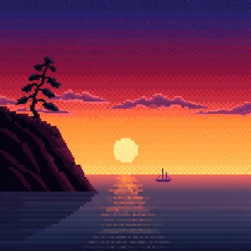 Download Pixel Art Sunset Image - Pixelart, Sunset, Ocean | StockCake