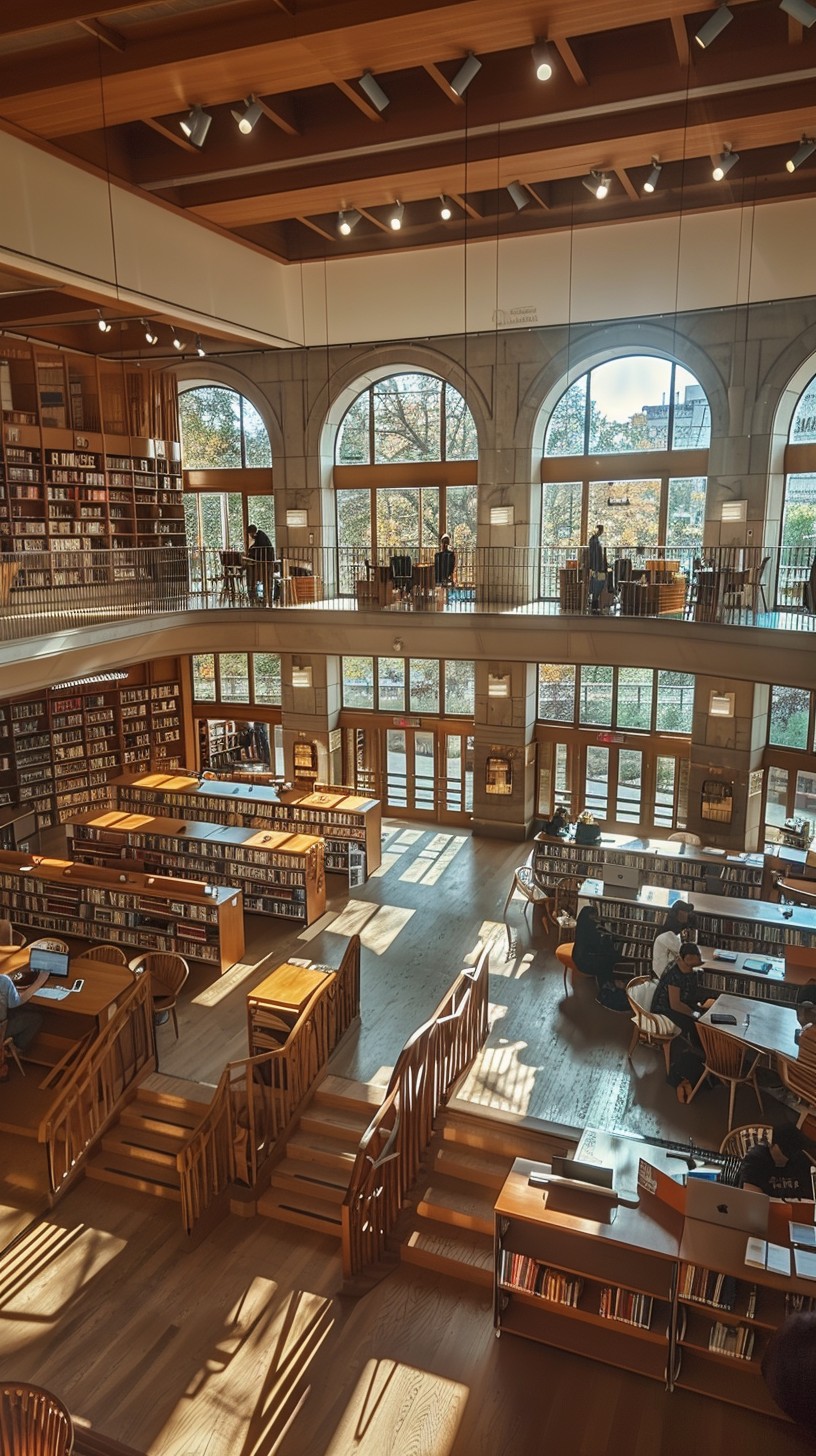 Free Elegant Library Interior Image - Library, Books, Windows ...