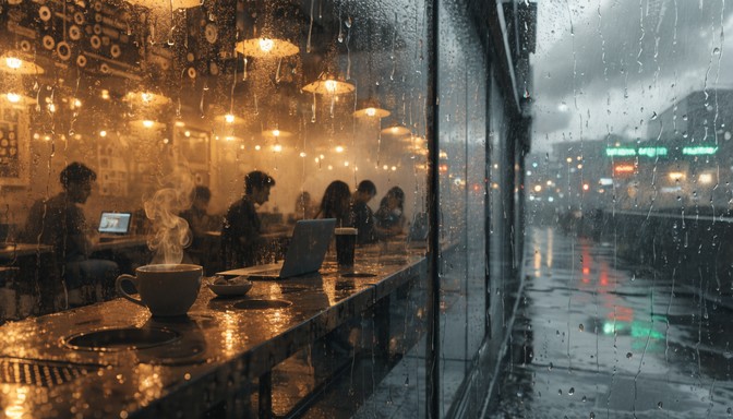 Free Rainy Cafe Vibes Image - Cafe, Rainy, Cozy | Download at StockCake