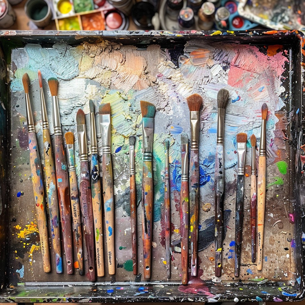 Free Artistic Chaos Captured Image - Paintbrushes, Palette, Colors ...
