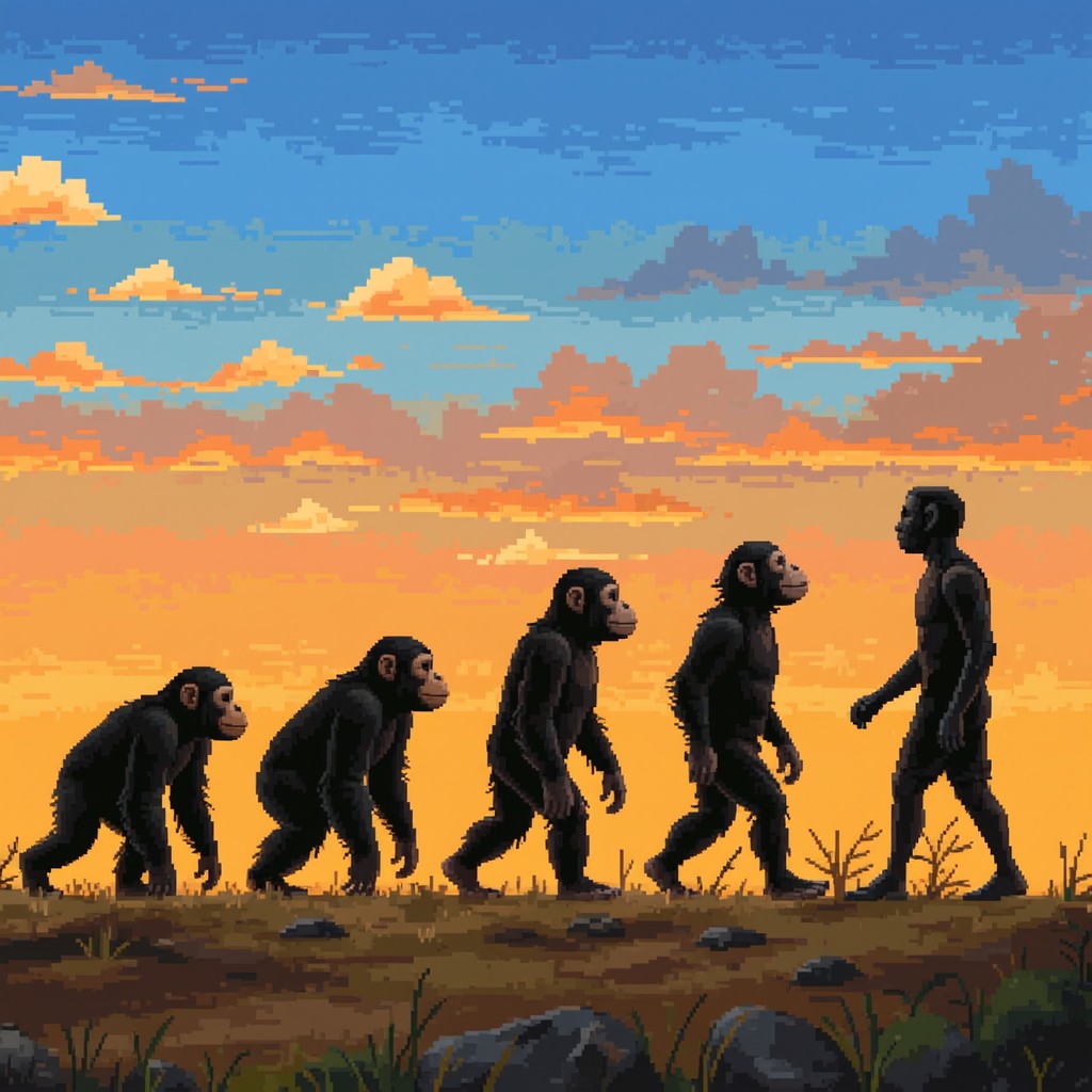 Free Evolution Pixel Art Image - Evolution, Progression, Silhouette ...