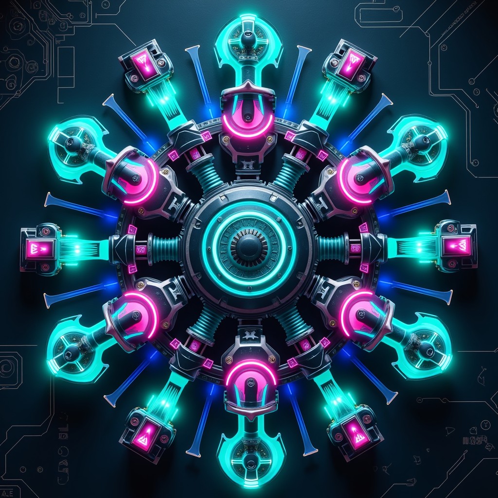 Free Radiant Tech Harmony Image - Cyberpunk, Mechanical, Mandala ...