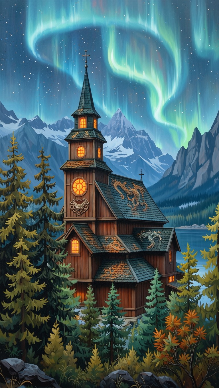 Download Northern Lights Sanctuary Image - Nordic, Church, Aurora