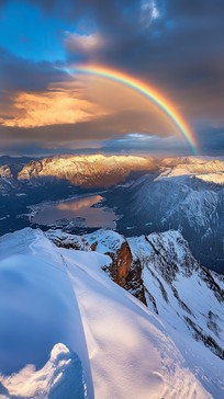 Free Rainbow Over Mountains Image - Rainbow, Mountains, Snow | Download ...