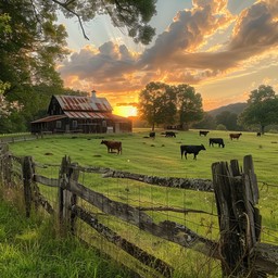 Free Rustic Sunset Pasture Image - Sunset, Farmhouse, Cattle | Download ...