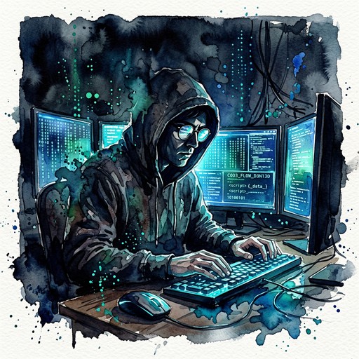 Free Hooded Hacker Portrait Image - Hacker, Watercolor, Illustration ...