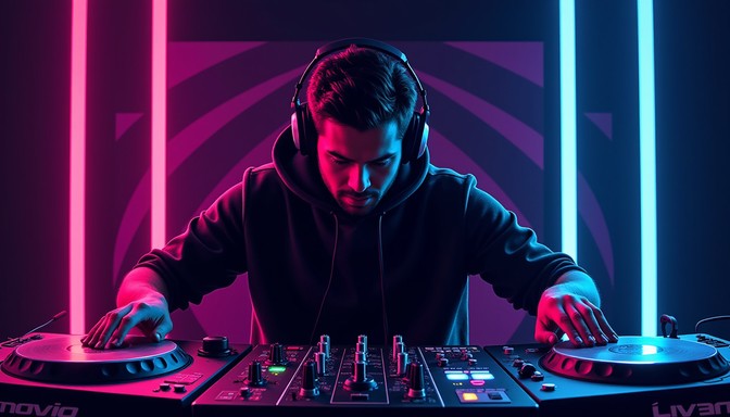 Free Neon DJ Performance Image - Dj, Neon, Music | Download at StockCake