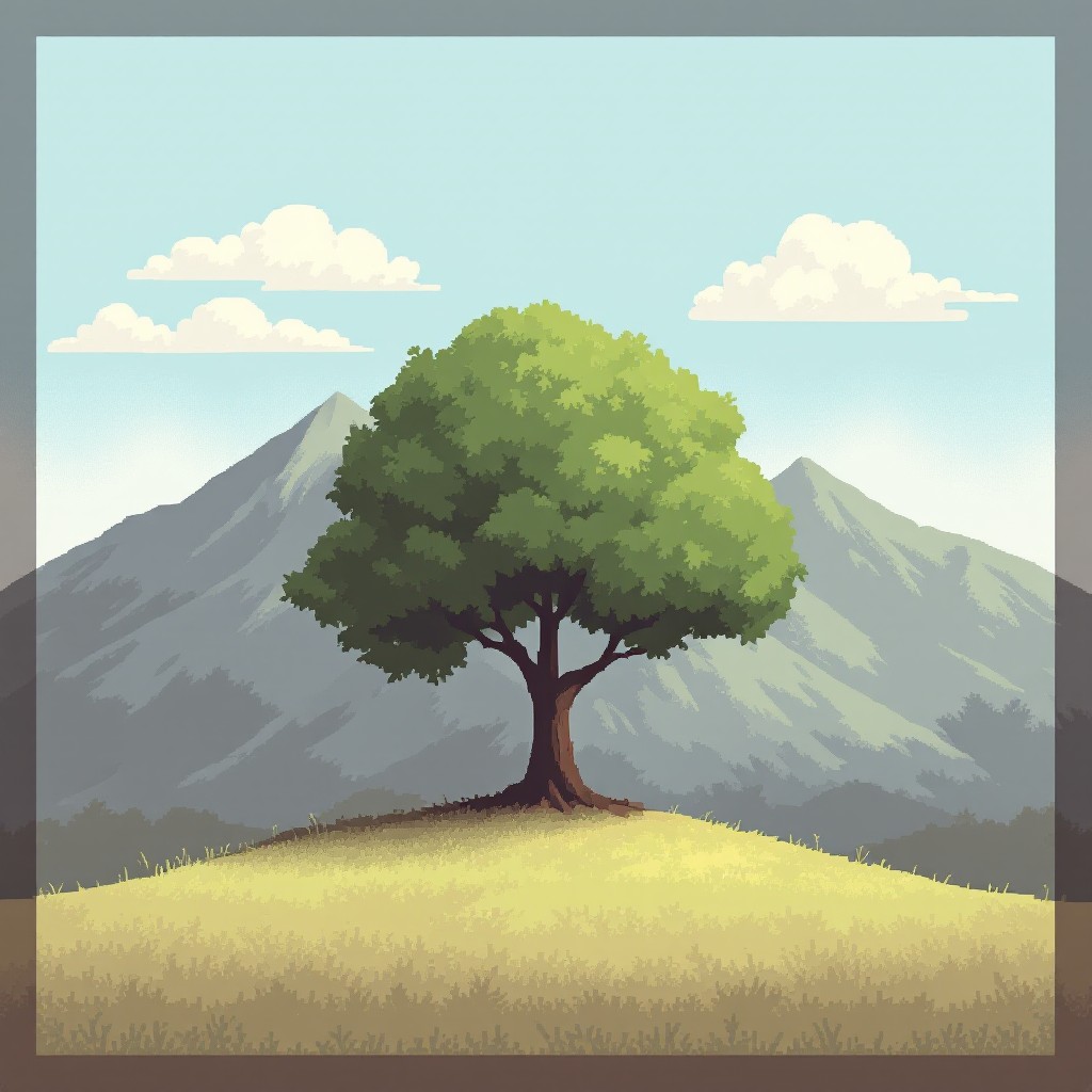 Free Solitary Pixel Tree Image - Tree, Pixel, Mountains | Download at ...