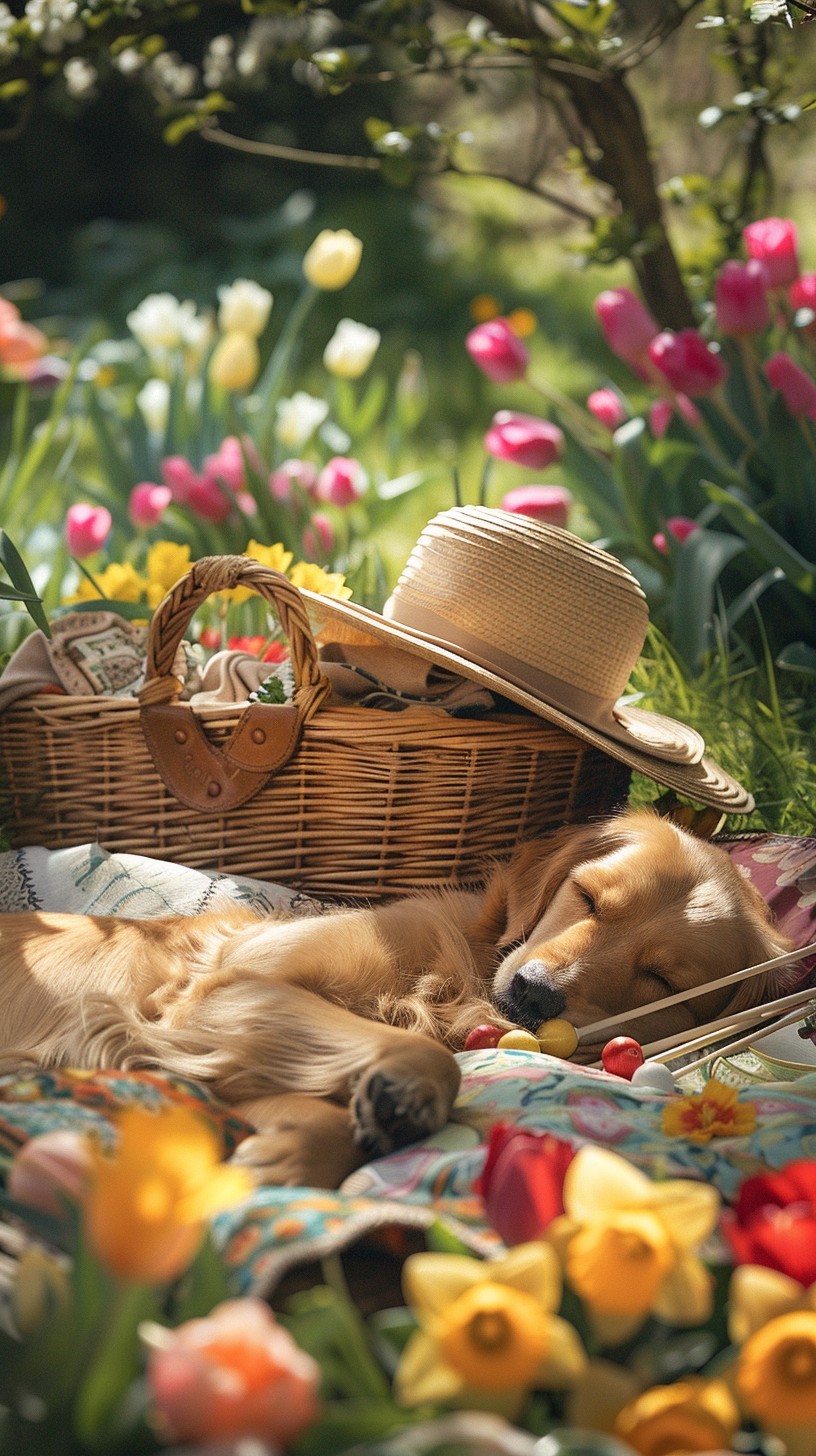 Spring Nap Free Dog's Picnic Nap Image - Golden, Retriever, Spring | Download at ...