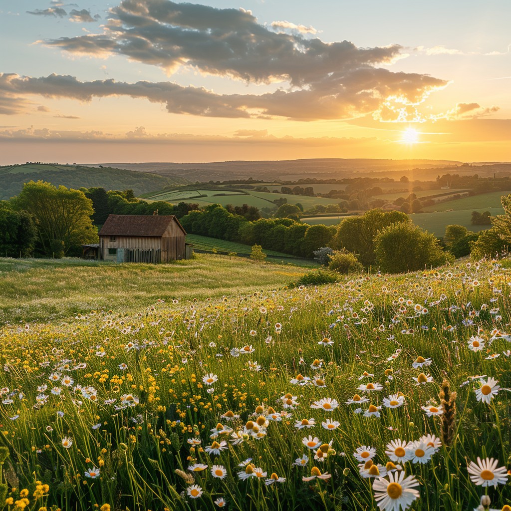 Free Sunset Flower Field Image - Sunset, Flowers, Field | Download at ...