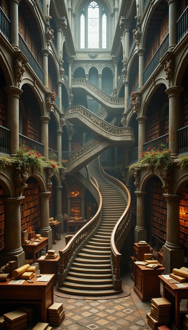 Free Impossible Library Spirals Image - Gothic, Library, Stairs ...