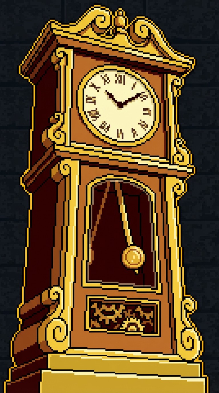 Free Gilded Pixel Timepiece Image - Clock, Grandfather, Pixel ...