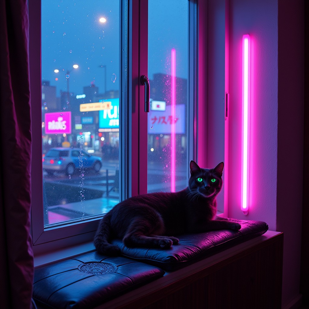 Free Neon Cat Vigil Image - Cat, Neon, Cyberpunk | Download at StockCake