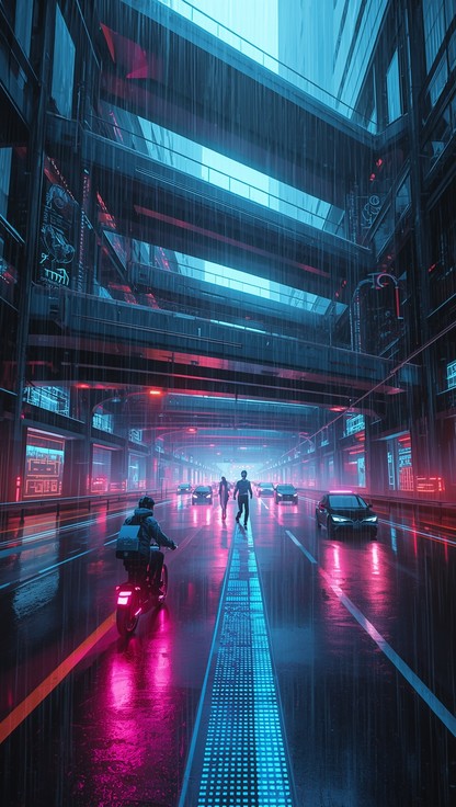 Neon Ai Works Free Neon Rain Highway Image - Cyberpunk, Futuristic, Neon | Download ...