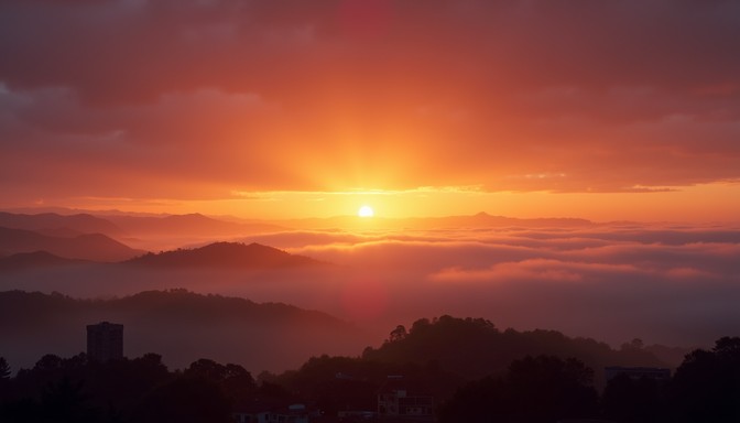 壮大な黄金の夜明けの画像をダウンロード - 日の出, 山々, 雲 | StockCake
